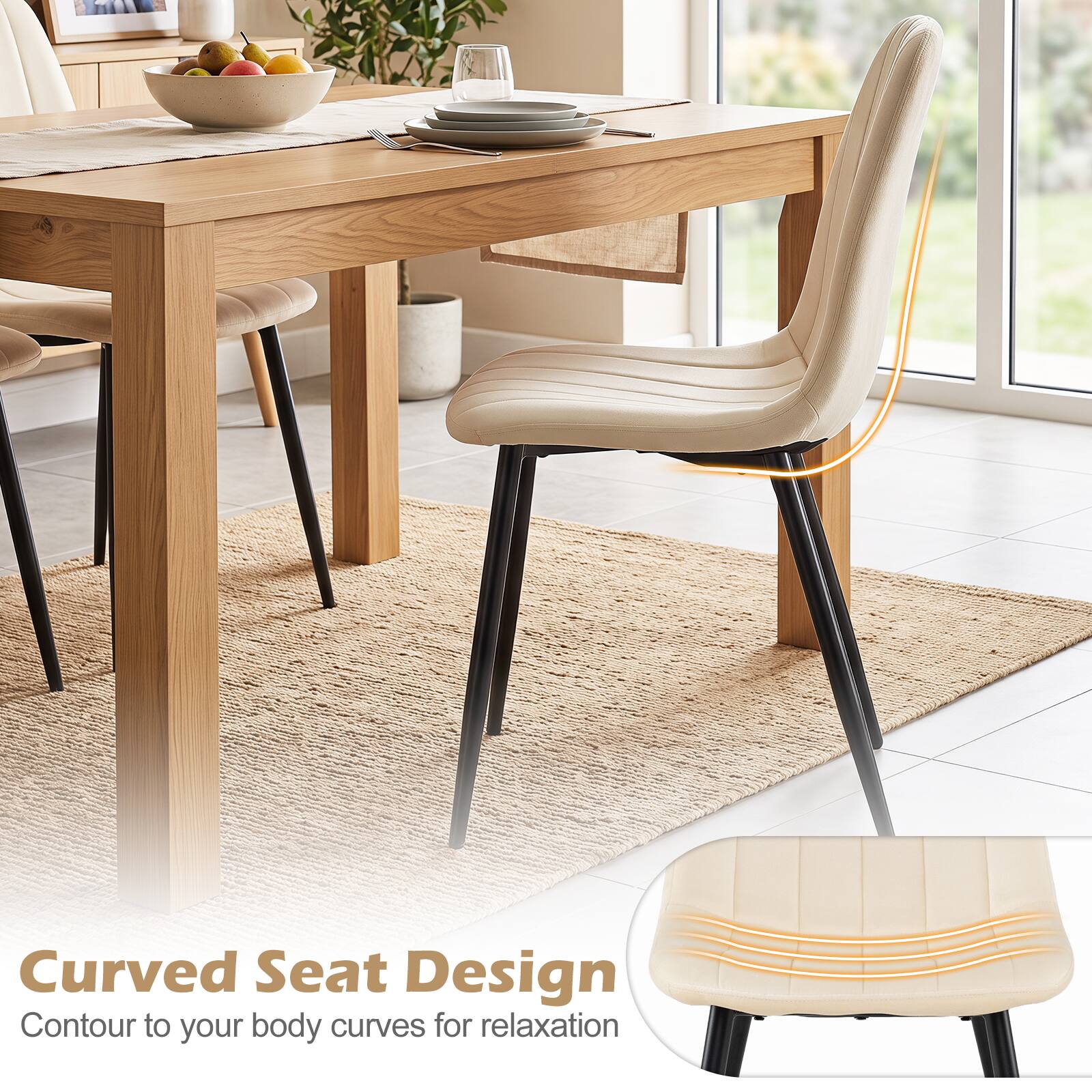 Curved Seat Design  
Contour to your body curves for relaxation
