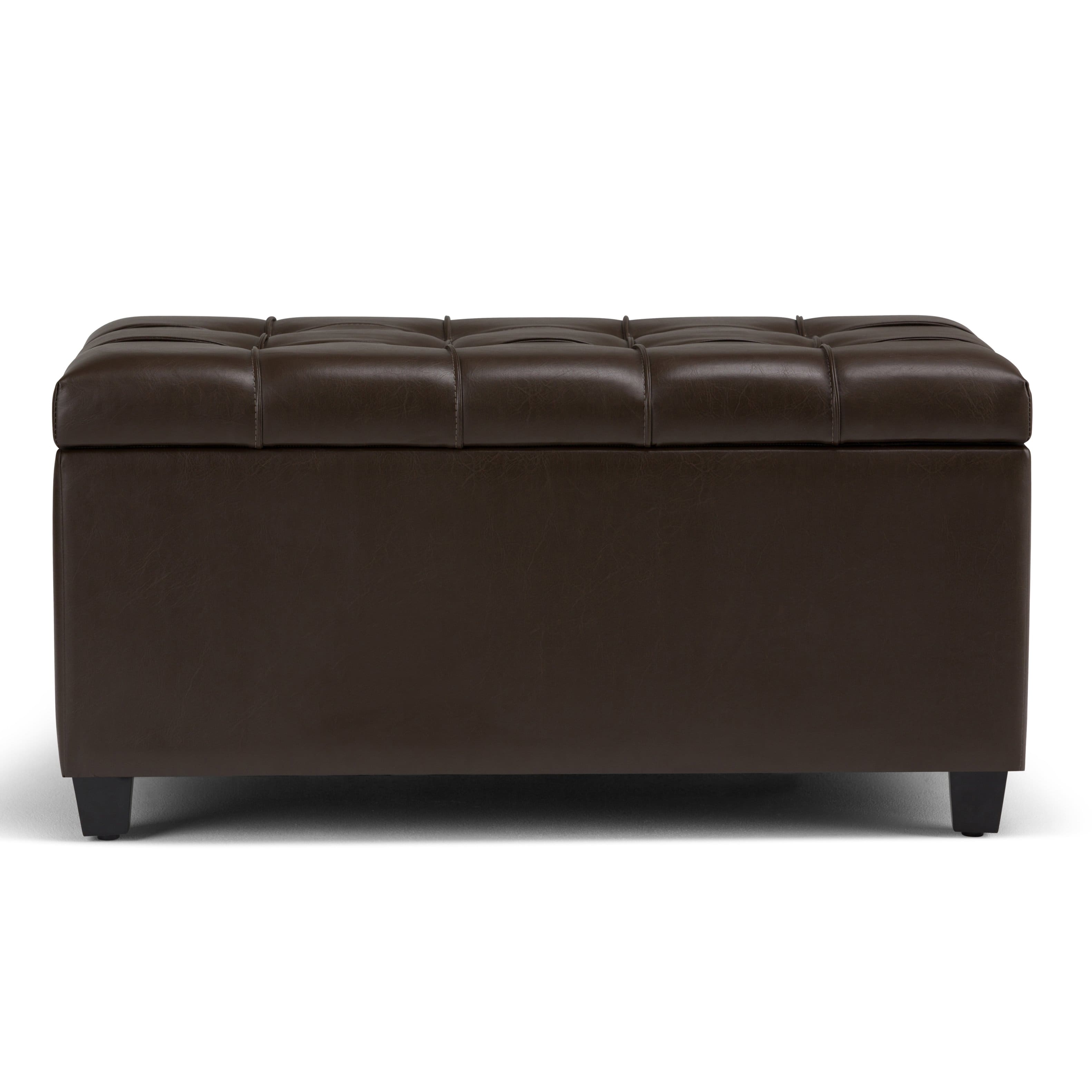Front. Simpli Home - Sienna Storage Ottoman Bench - Chocolate Brown.
