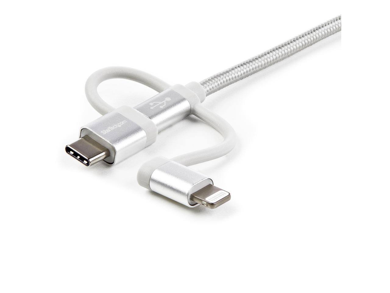 Alt View 2. StarTech.com - StarTech 6ft USB 3-in-1 Charging Cable - Lightning/USB-C/Micro-USB, Braided, MFi Certified.