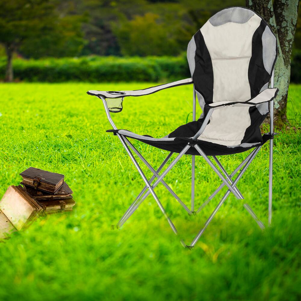 Alt View 6. Winado - 1PC Folding Camping Chair Portable with Arm, Carrying Bag, Cup Holder for Outdoor Camping Fishing Sports Hiking Beach - Black, White and Grey.