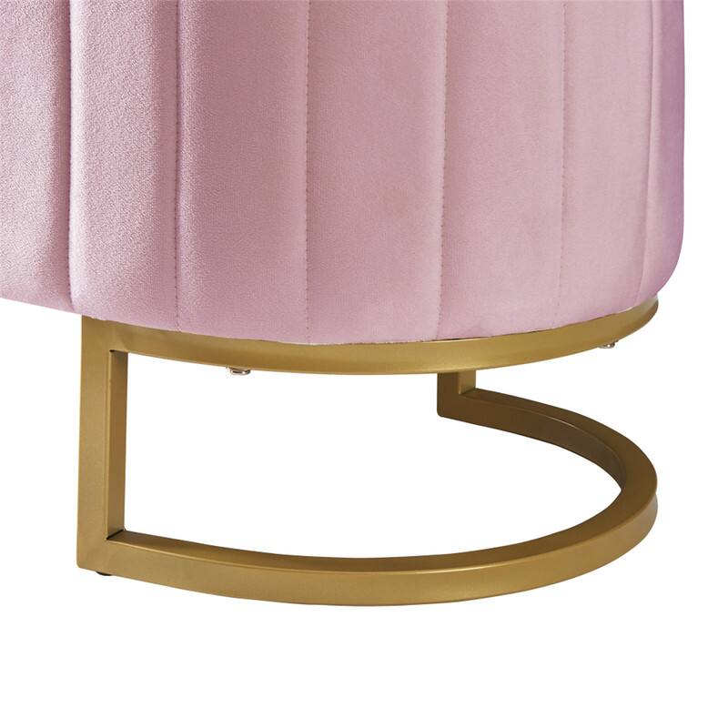 Alt View 2. HTUTWOO - Velvet Storage Ottoman Bench for Bedroom Room - Button-Tufted Upholstered Bench with Metal Legs, Assembled Except Legs - Pink.
