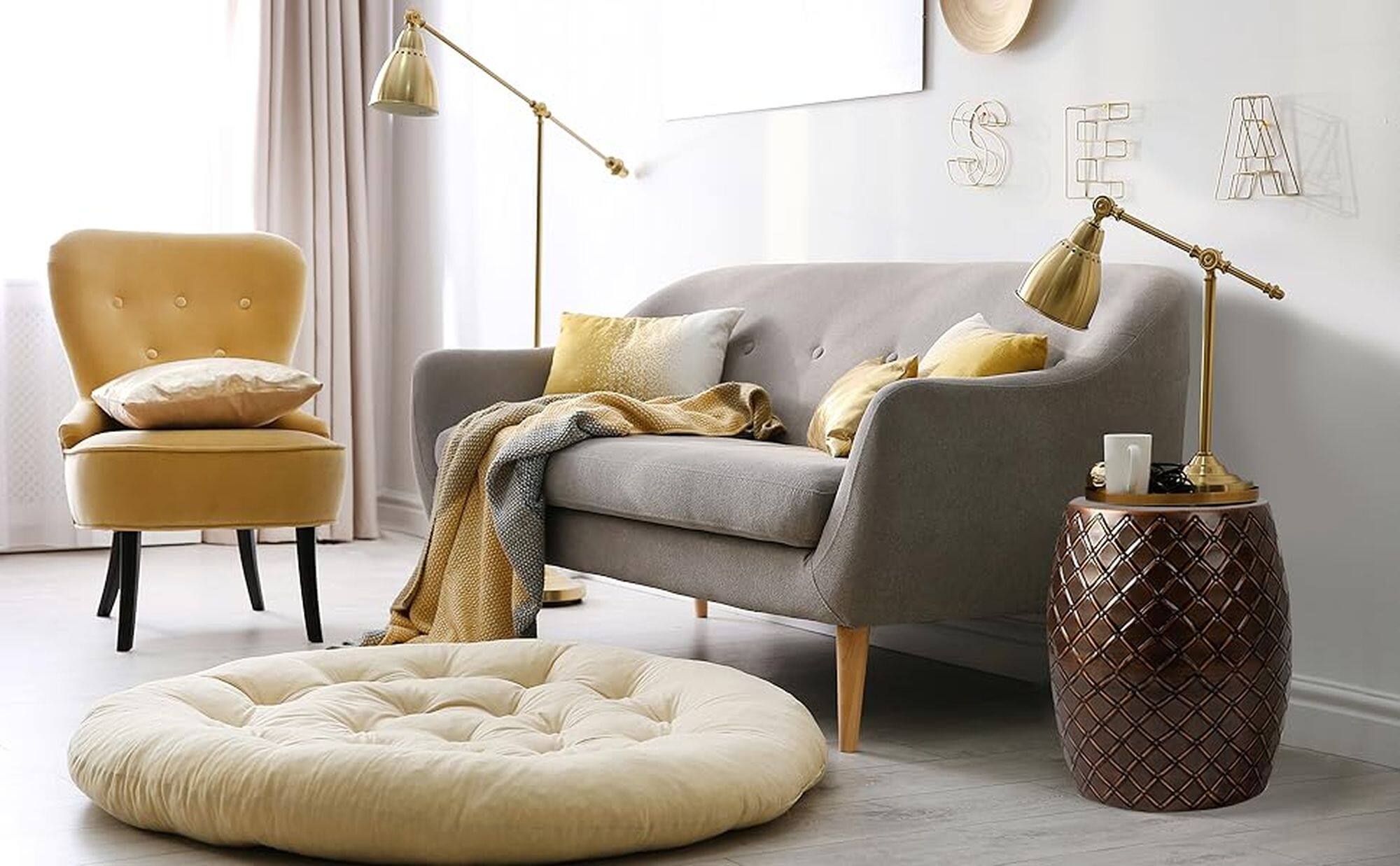 Alt View 20. Patio Sense - Braga Metal Stool Table Truly Crossfunctional Planter Sense End Table Stool Living Room Bedroom Side Sofa Table - Copper Finish.