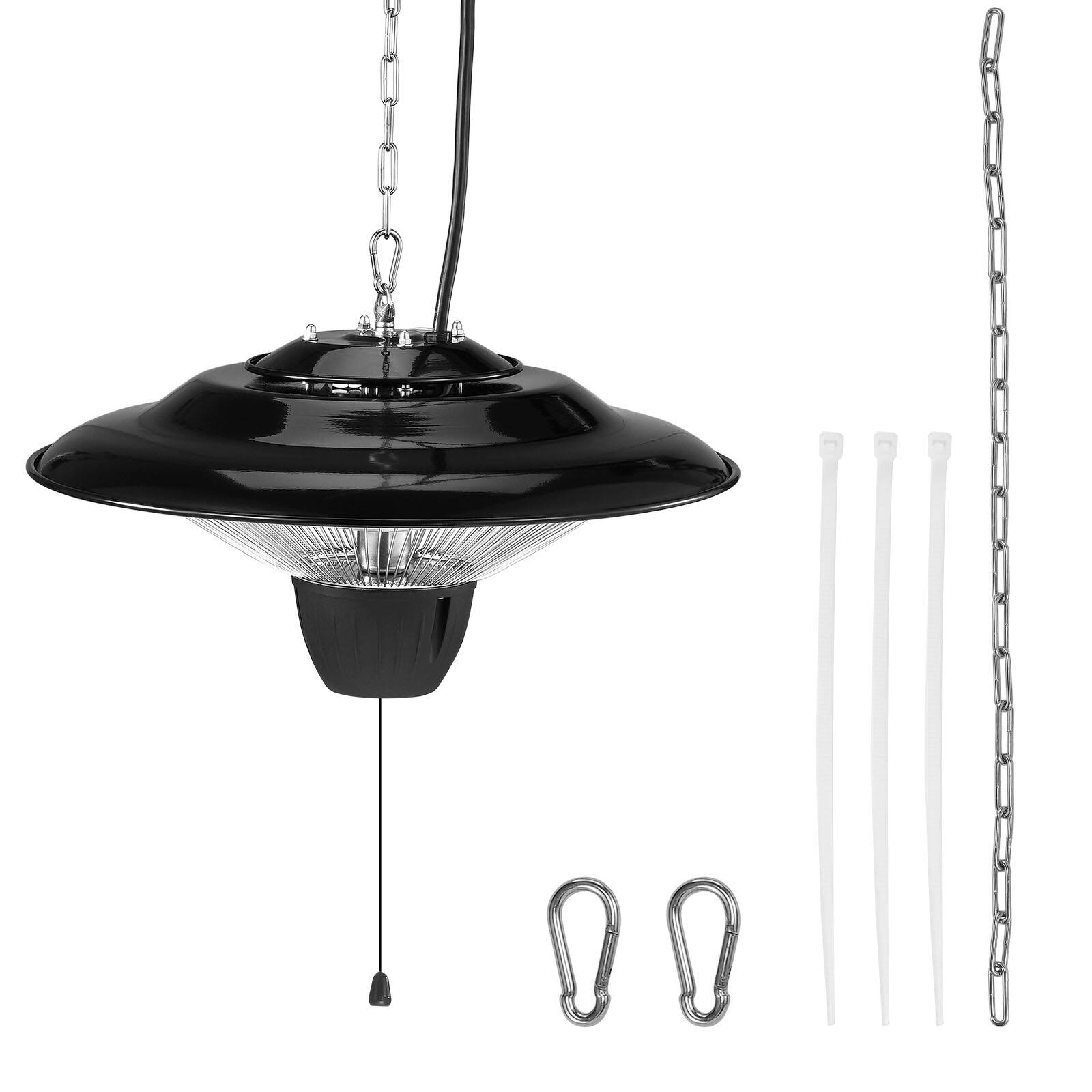 Alt View 5. VEVOR - Hanging Patio Heater, 1500W Electric Space Infrared Heater, IP34 Protection with 23.6 inch Pull Cord & Adjustable Chain - Black.
