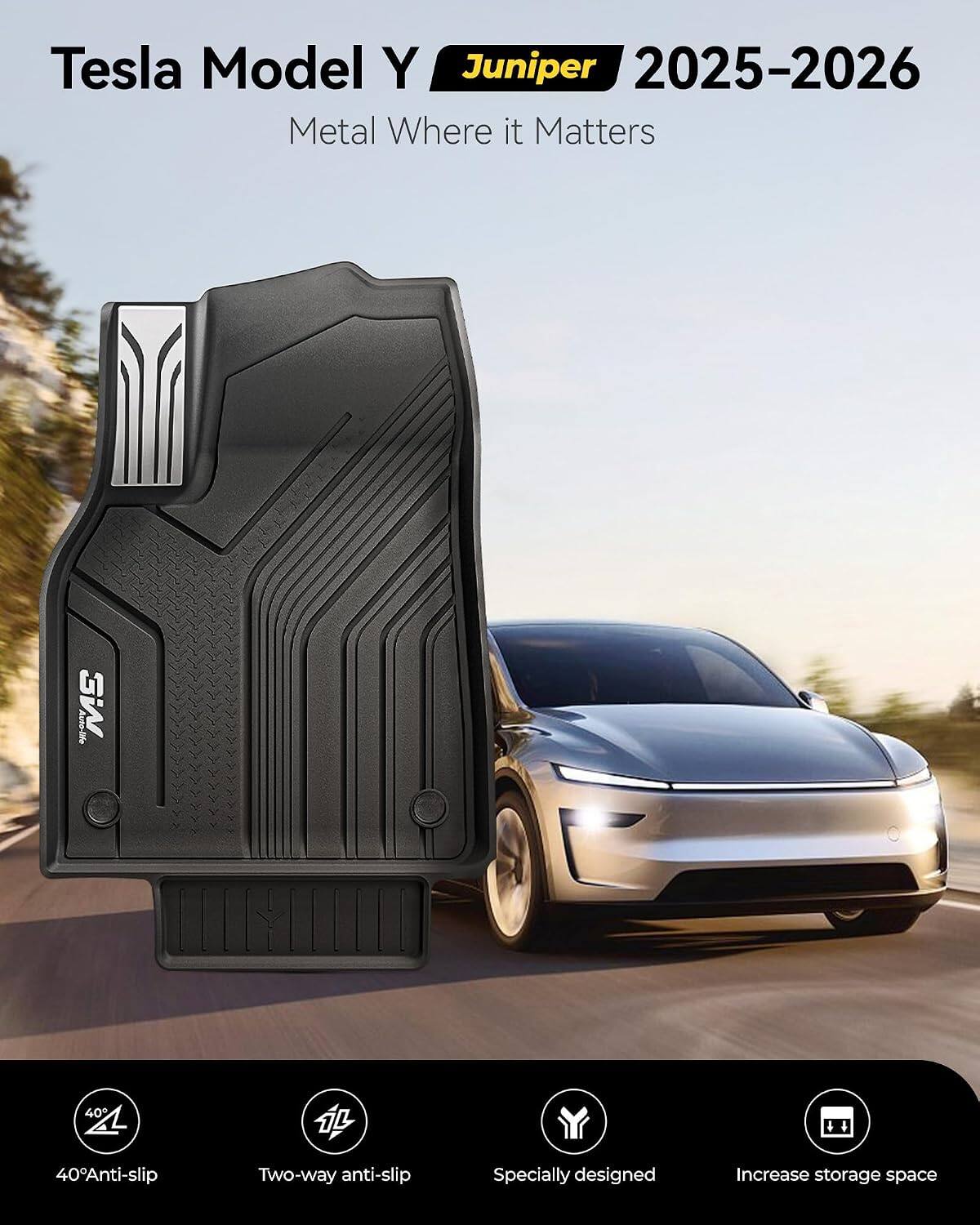 Tesla Model Y Juniper 2025-2026 Metal Where it Matters

40° Anti-slip
Two-way anti-slip
Specially designed
Increase storage space