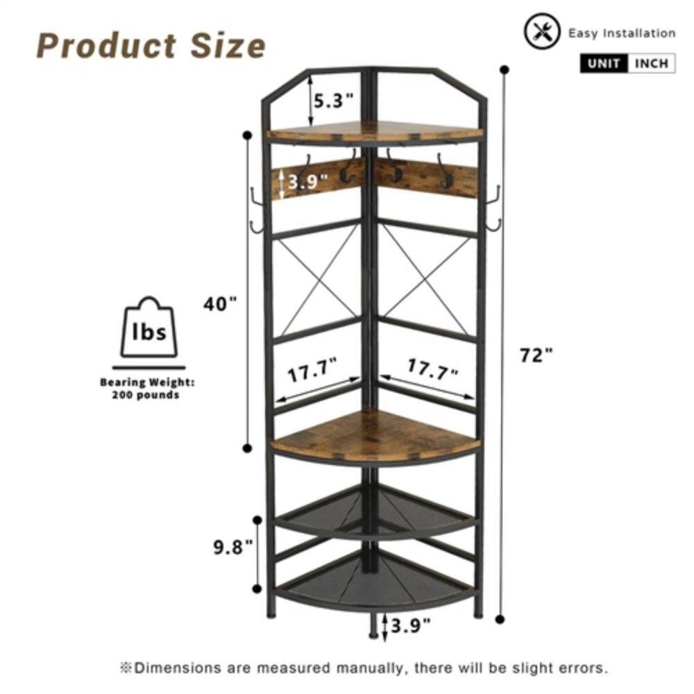 Product Size

- Height: 72"
- Width: 17.7"
- Depth: 17.7"
- Shelf Depth: 3.9"
- Shelf Height: 5.3"
- Bottom Shelf Height from Floor: 40"
- Bottom Shelf Depth: 9.8"

Bearing Weight: 200 pounds

Easy Installation

UNIT: INCH

*Dimensions are measured manually, there will be slight errors.