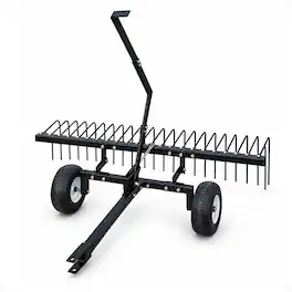 Yard Tuff - 60" ATV Tow Behind Steel Lawn Landscape Rake w/ Wheels & Handle
