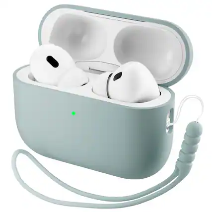 Front. Ornarto - ORNARTO Compatible with AirPods Pro 3 Case 2025, Full Protective Silicone with Front LED Visible Skin Case-Mint Green - Mint Green.