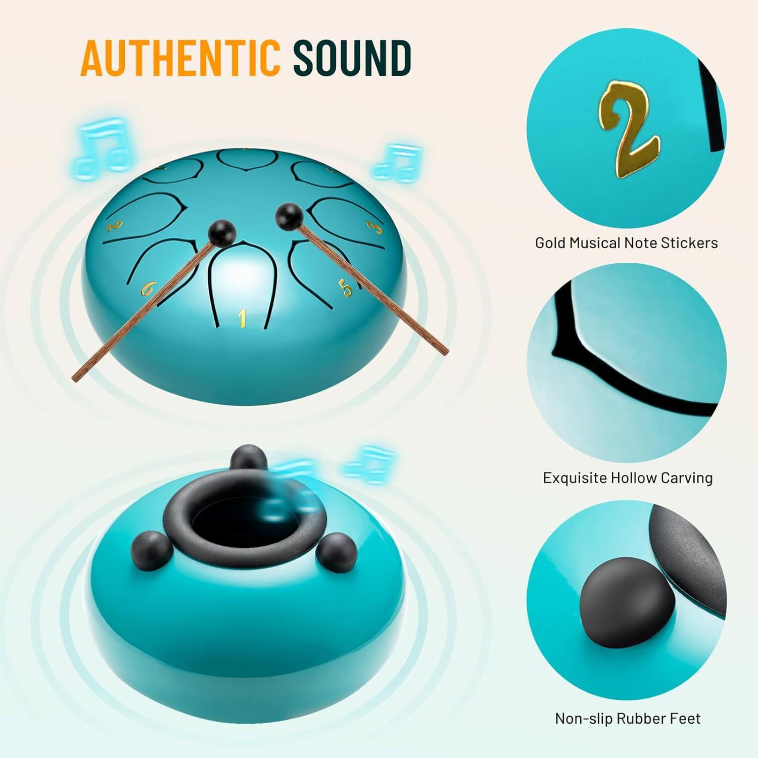 AUTHENTIC SOUND

- 2 Gold Musical Note Stickers
- Exquisite Hollow Carving
- Non-slip Rubber Feet