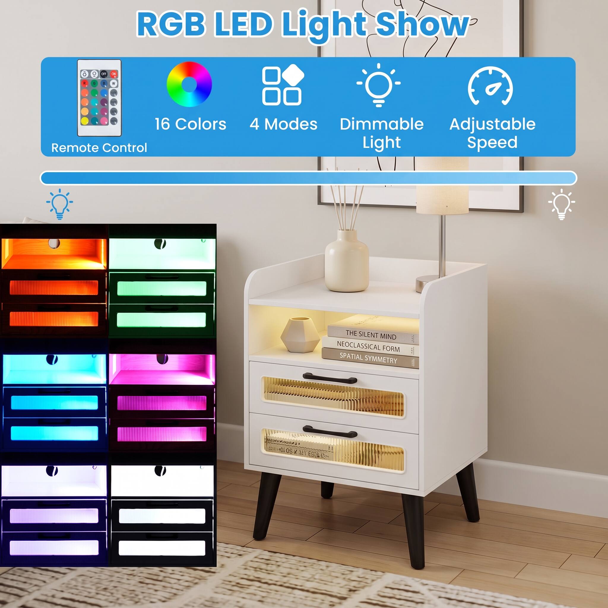 RGB LED Light Show

0

ON
OFF

16 Colors Remote Control
4 Modes Dimmable Adjustable Light Speed

THE SILENT MIND NEOCLASSICAL FORM SPATIAL SYMMETRY
HOLOS V. !! 1 2023 E-