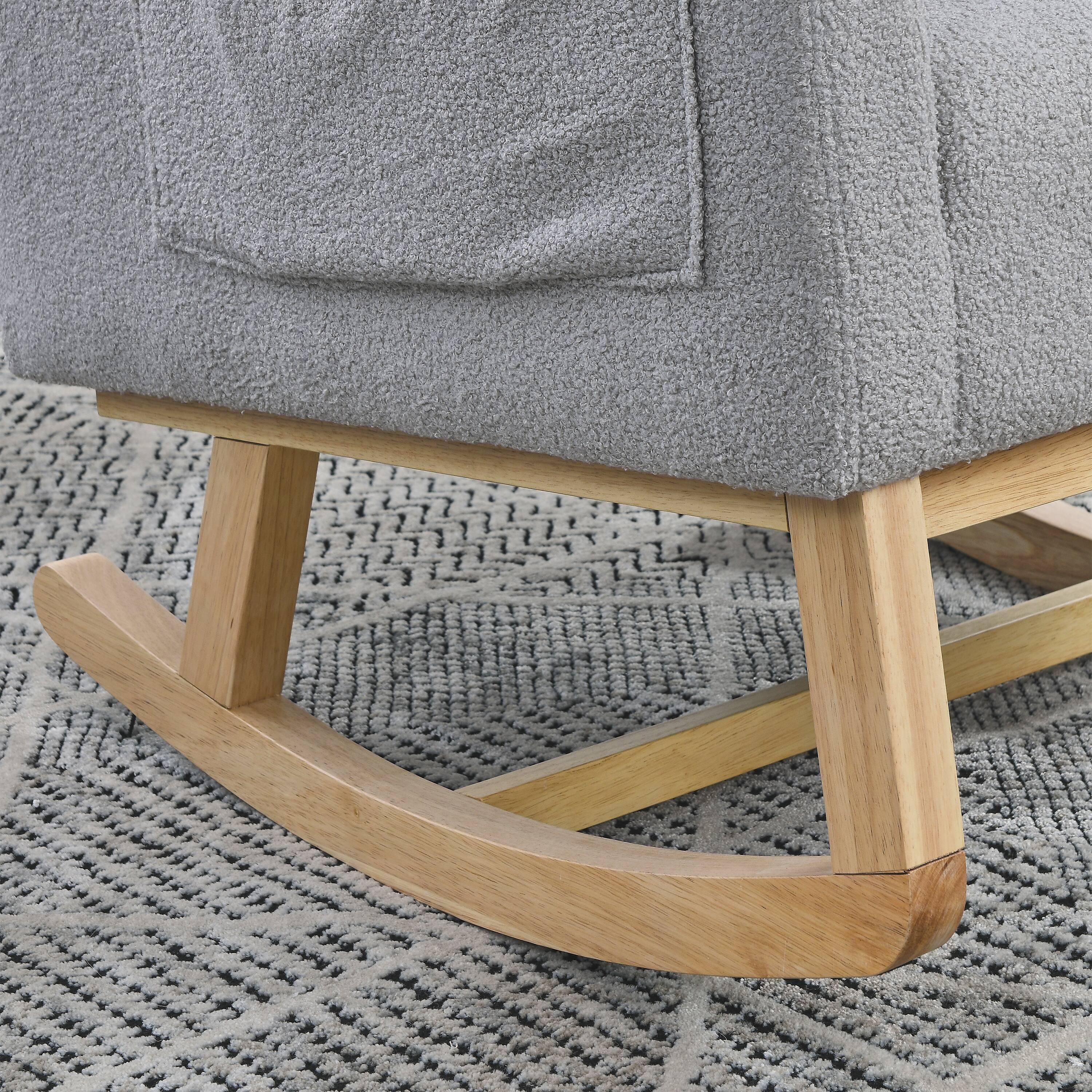 Left. GOODSILO - Modern Accent High Back Living Room Casual Armchair Rocker with Lumbar Pillow & Side Pockets - Grey.