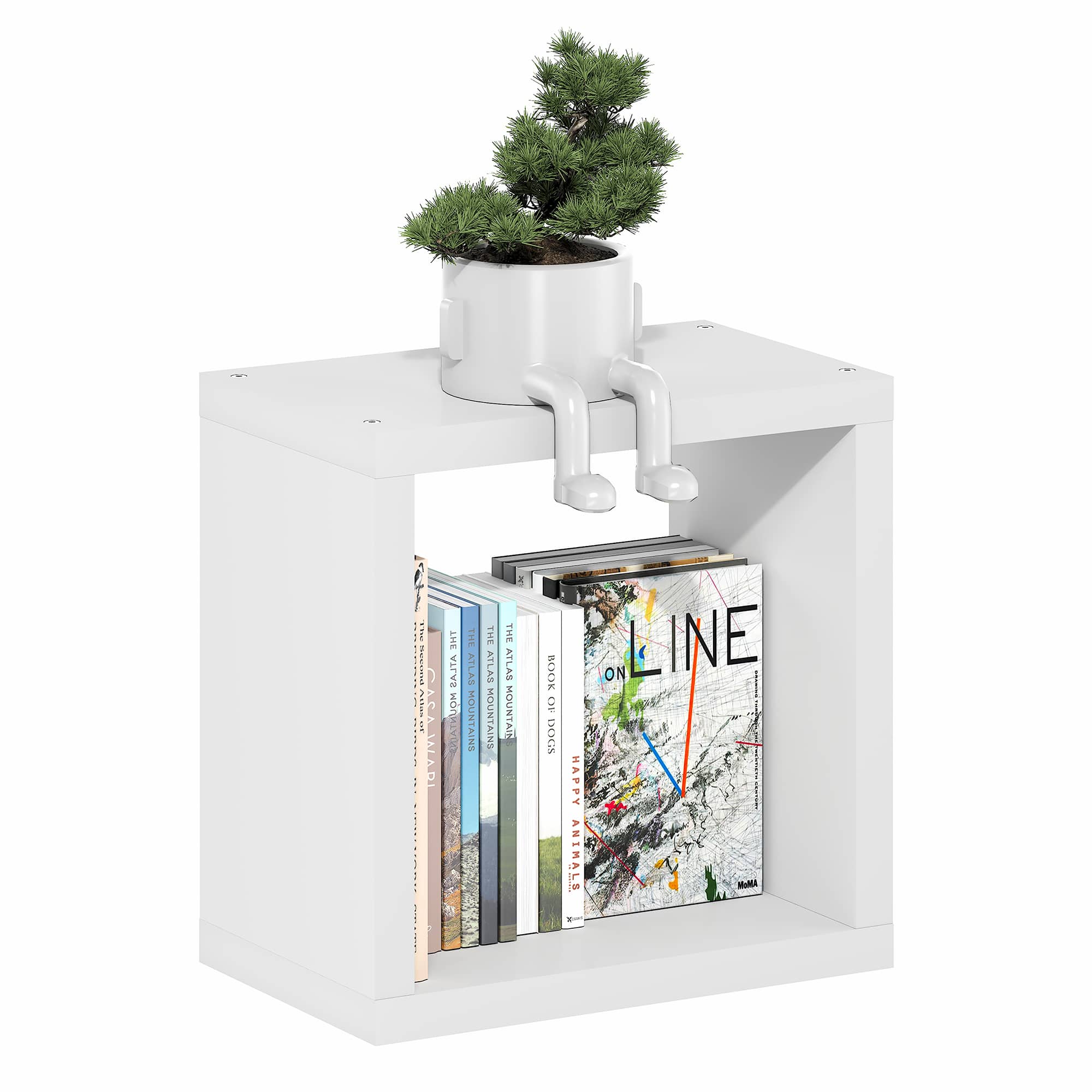 Furinno - CUBICLE Floating Wall Shelves, Cube Wall Shelf, Extra Thick Wall Mounted Book Shelf, for Bathroom, Bedroom, Living Room - White