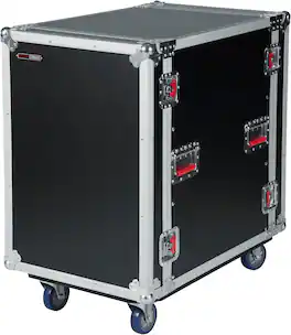 Gator - 16U ATA Audio Road Rack Case, 17" Deep, 9mm Plywood Construction, 4" Casters, 3.2mm Rails