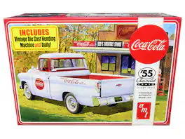 AMT - Skill 3 Model Kit 1955 Chevrolet Cameo Pickup Truck "Coca-Cola" with Vintage Vending Machine and Dolly 1/25 Scale - Multi