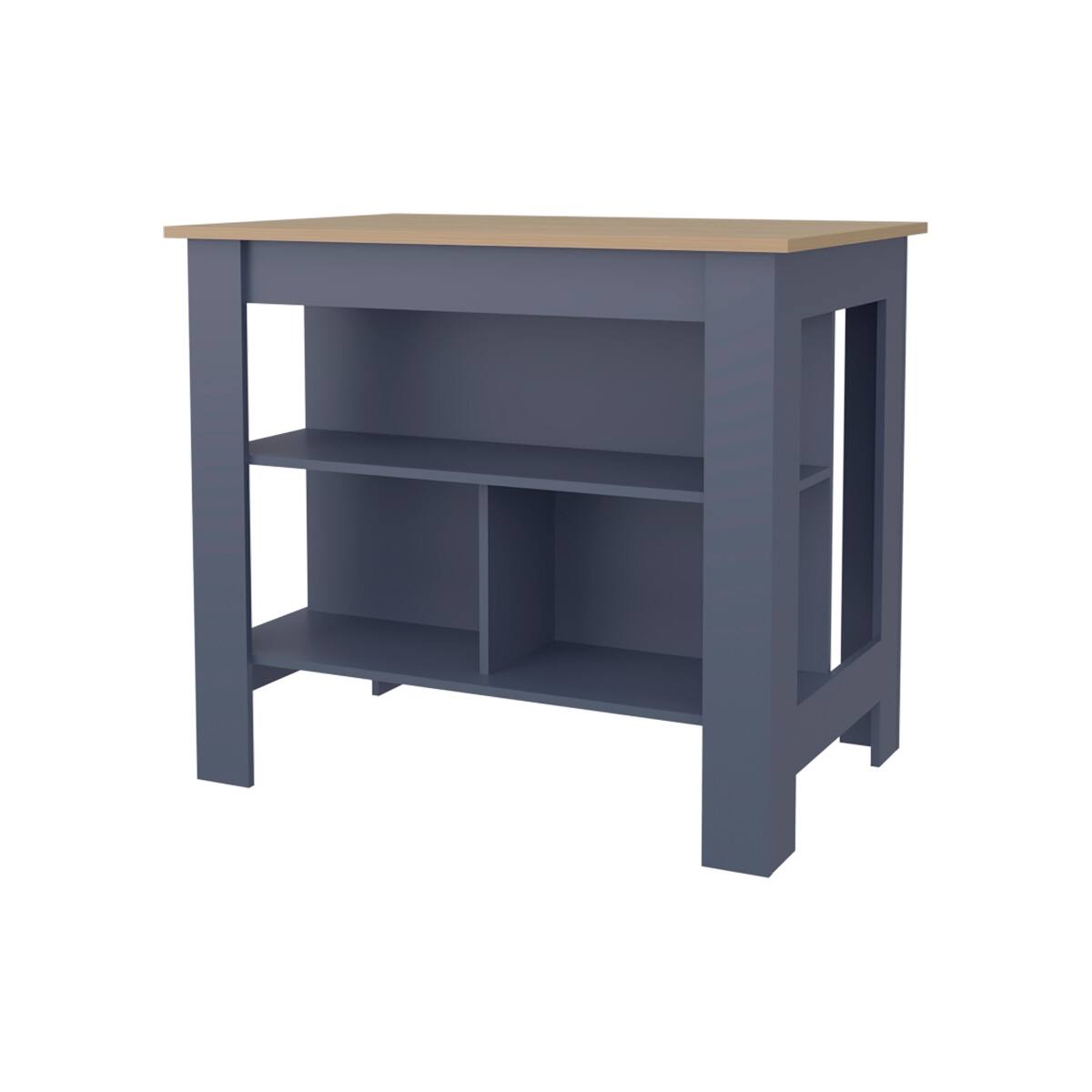 Left. Loheer - Loheer Blue and Ash Kitchen Island Stationary Kitchen Island with Open Shelves 40 Inch Wide - Blue.