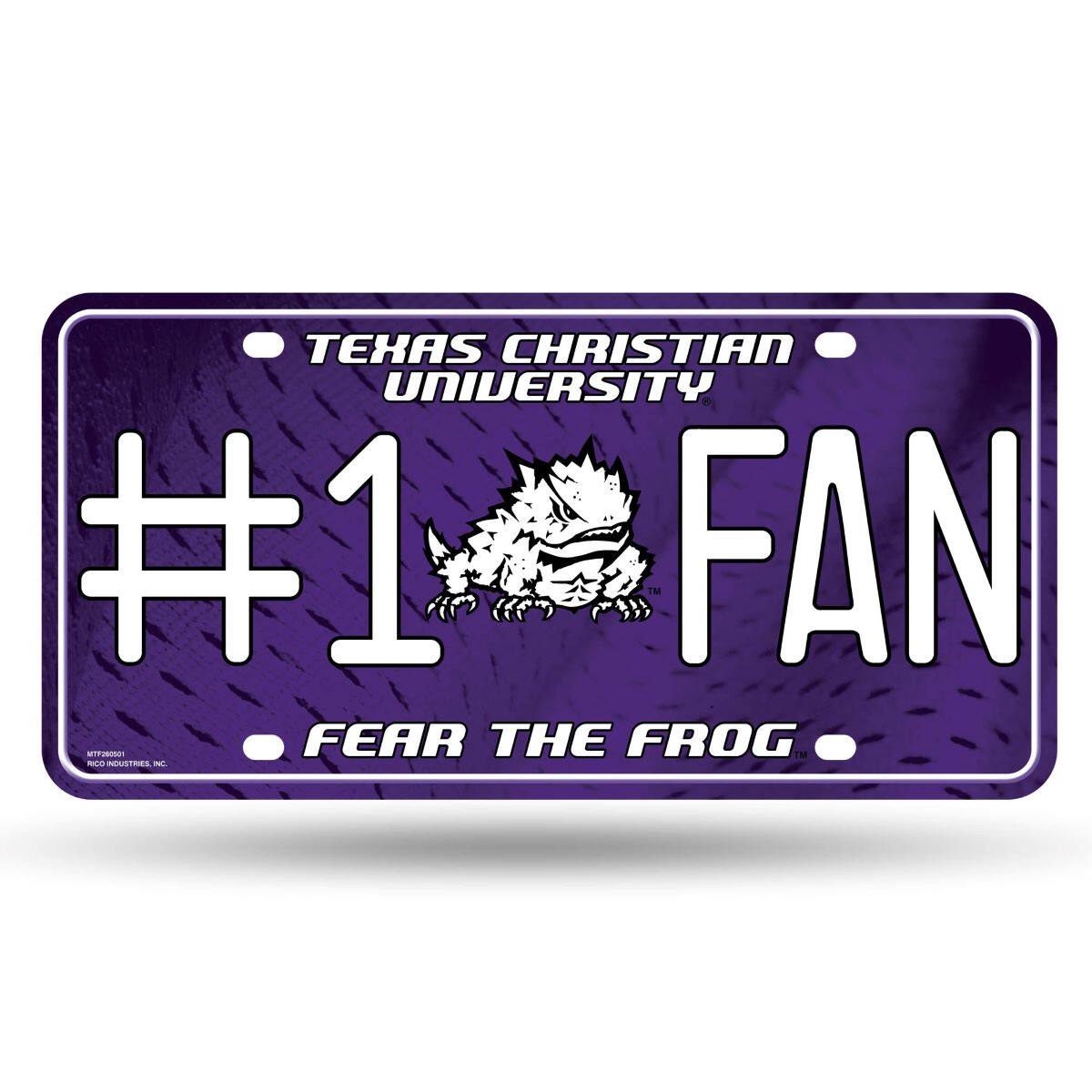 TCU Horned Frogs #1 Fan Metal License Plate Auto Tag