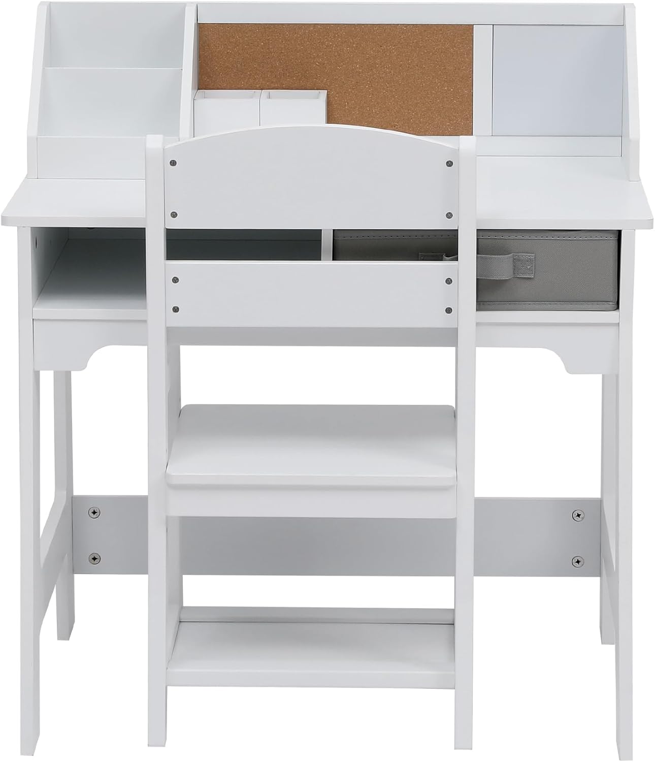 Alt View 1. GARVEE - Kids Desk and Chair Set, Study Desk for Boys and Girl, Wooden Kids Writing Table with Cloth Drawers and Pen Holder - White.