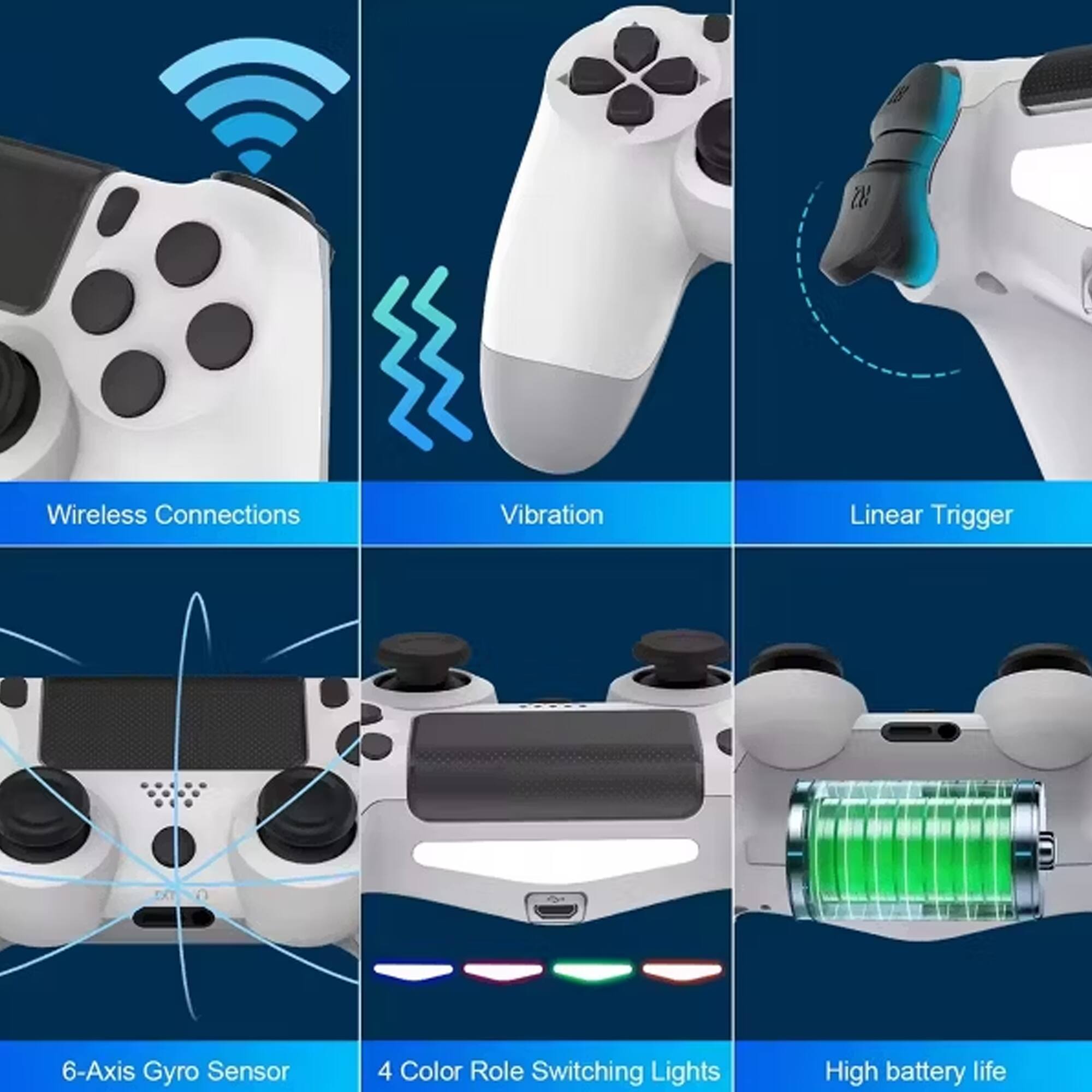 B 2 Wireless Connections Vibration Linear Trigger 6-Axis Gyro Sensor 4 Color Role Switching Lights High battery life