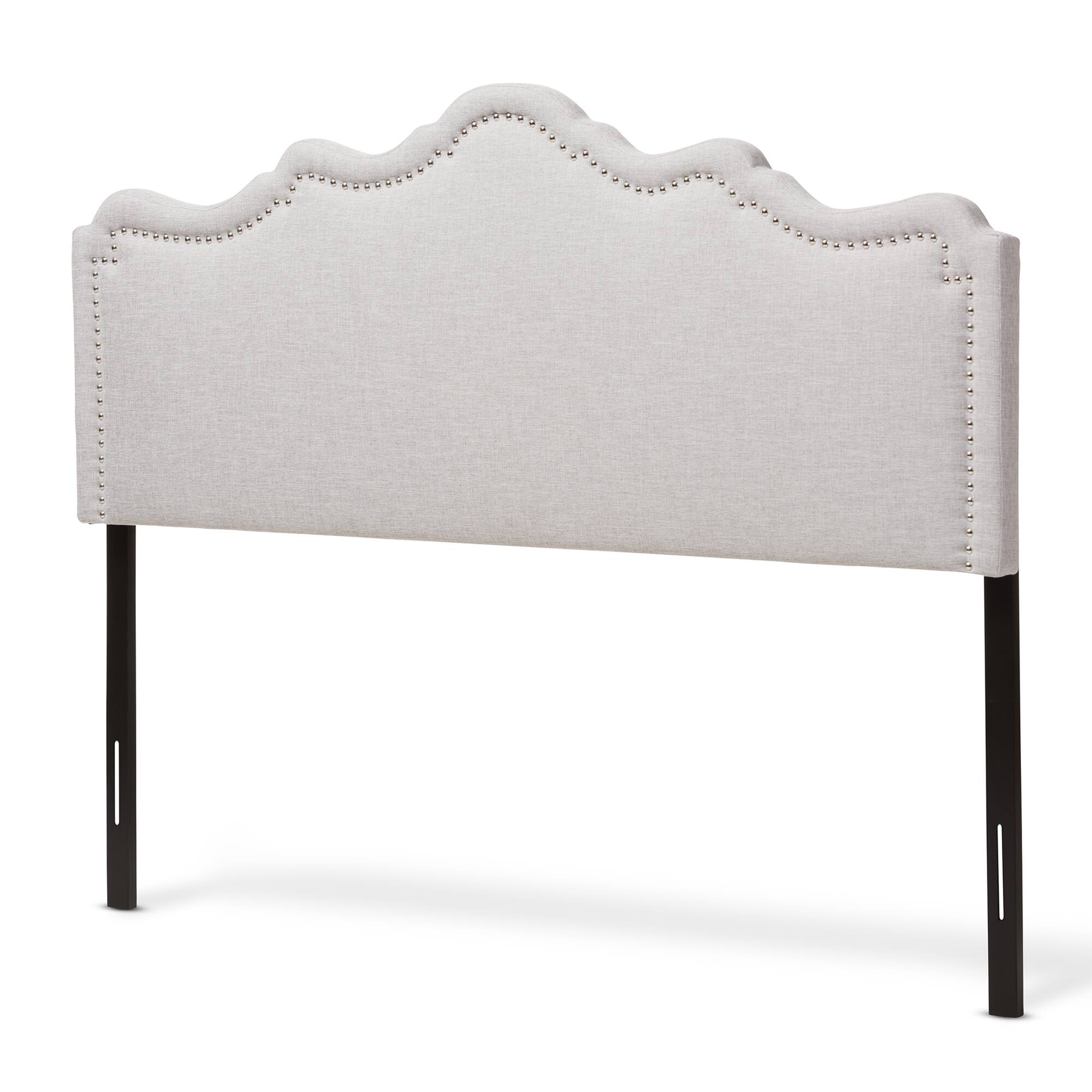 Front. Baxton Studio - Nadeen Modern and Contemporary Fabric Full Size Headboard - Greyish Beige.