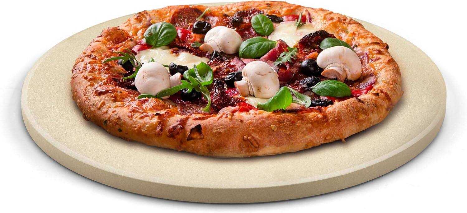 Left. Cook N Home - Cook N Home 02662 True Cordierite Pizza Grilling Baking Stone 16 inch Round x 5/8-inch thickness - YELLOW.