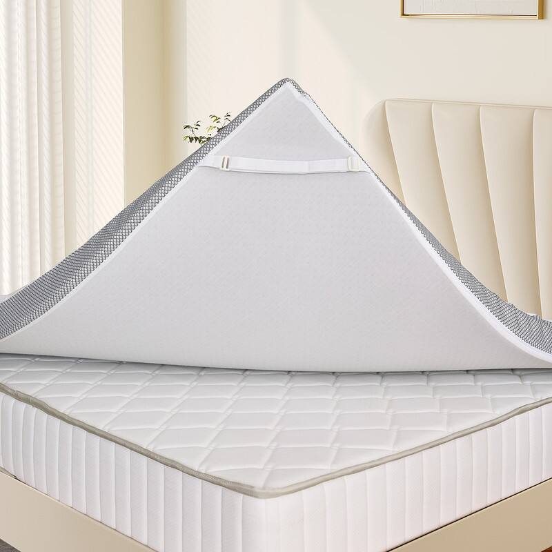Left. Vipbear - 3" Twin Size Extra Firm Mattress Topper,High-Density Foam Mattress Pad with Removable Cover, 75'' x 38" - White.