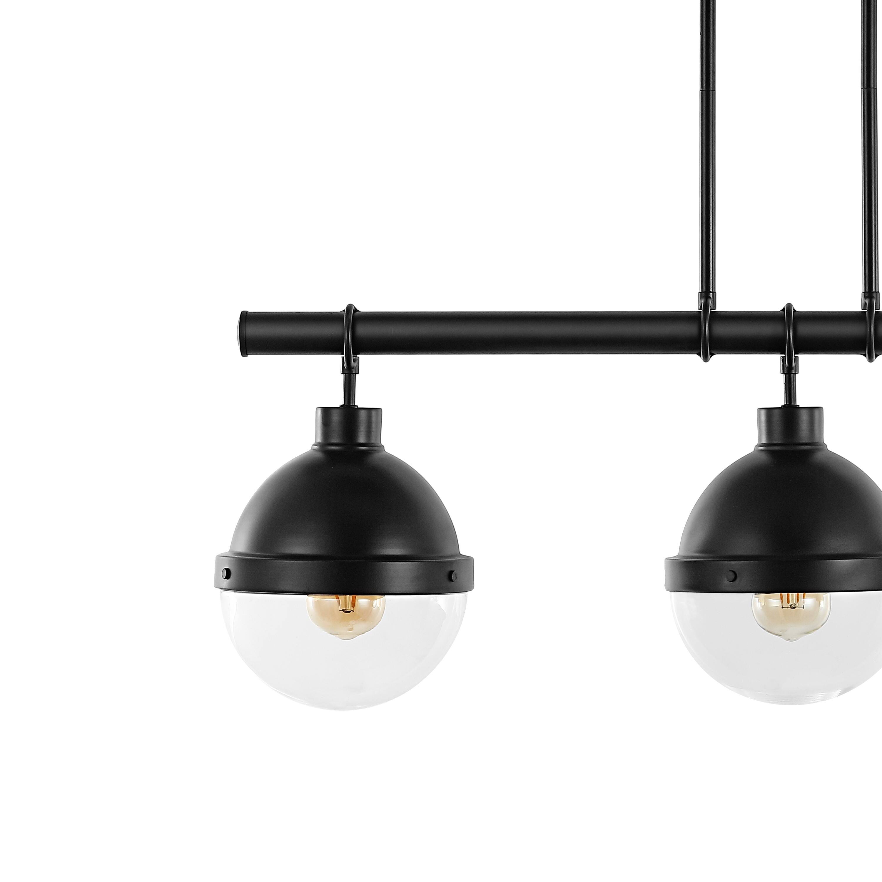 Alt View 3. Jonathan Y - Caleb 33" 3-Light Industrial Farmhouse Iron/Glass Linear LED Pendant, Oil Rubbed Bronze/Clear - Oil Rubbed Bronze.