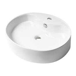 Alfi - 22" Oval Above Mount Ceramic Sink with Faucet Hole - White