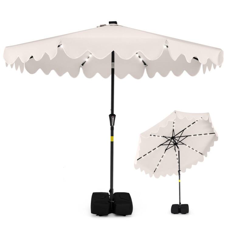 Alt View 5. Mondawe - 9 FT Outdoor Patio Umbrella Solar LED Lights with Weighted Base - Beige.