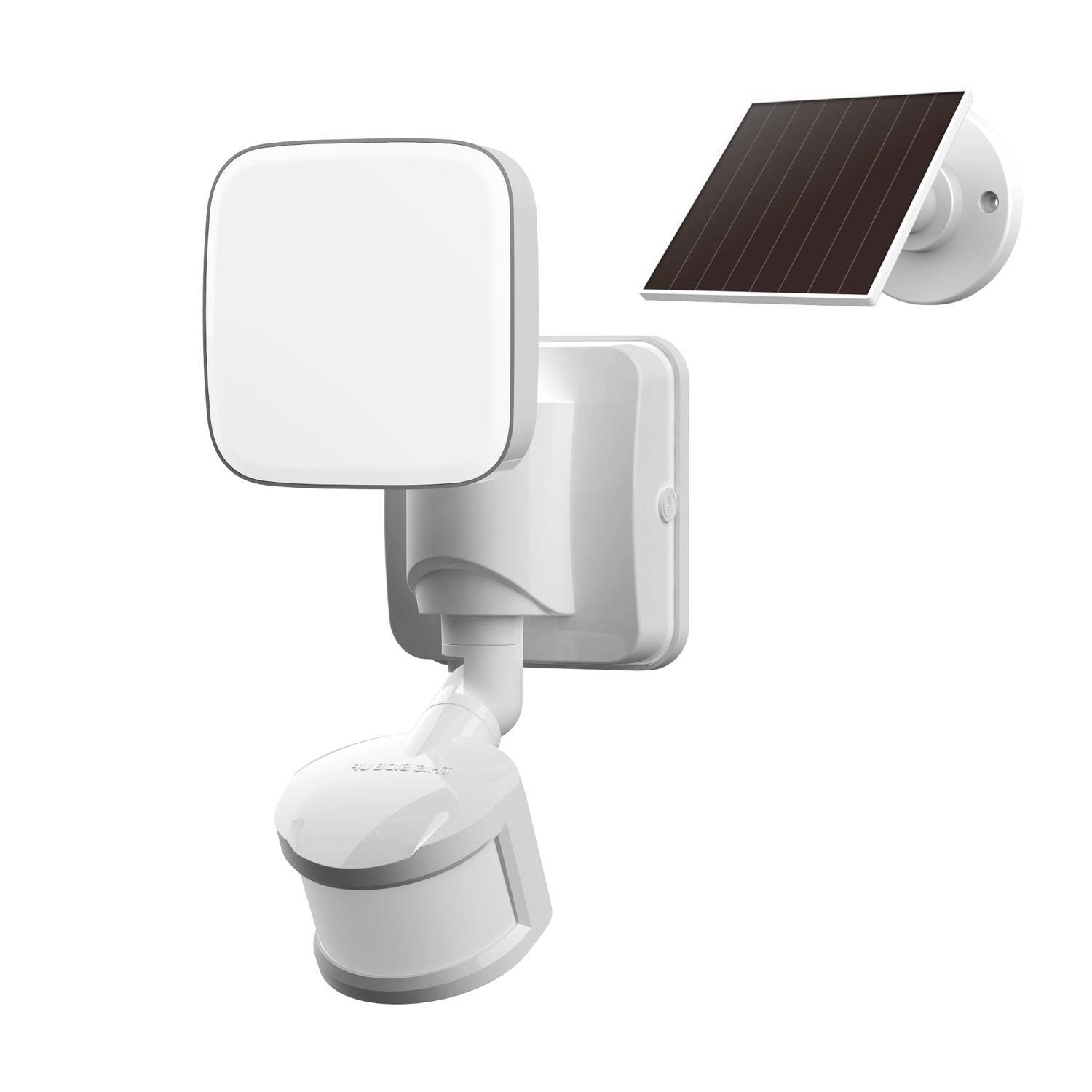Left. FEIT ELECTRIC - Feit LED Motion-Sensing Solar Powered LED White Security Floodlight.