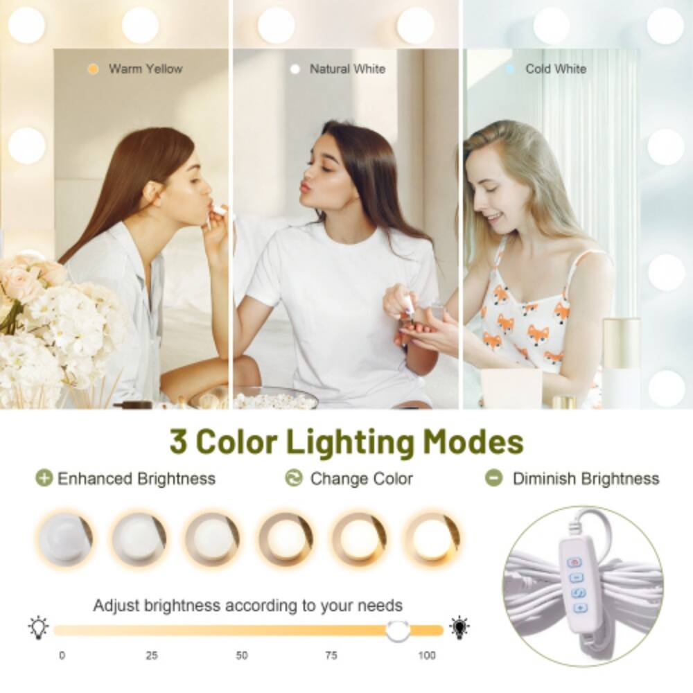 Warm Yellow Natural White Cold White 3 Color Lighting Modes + Enhanced Brightness 2 Change Color - Diminish Brightness Adjust brightness according to your needs S 0 25 50 75 100