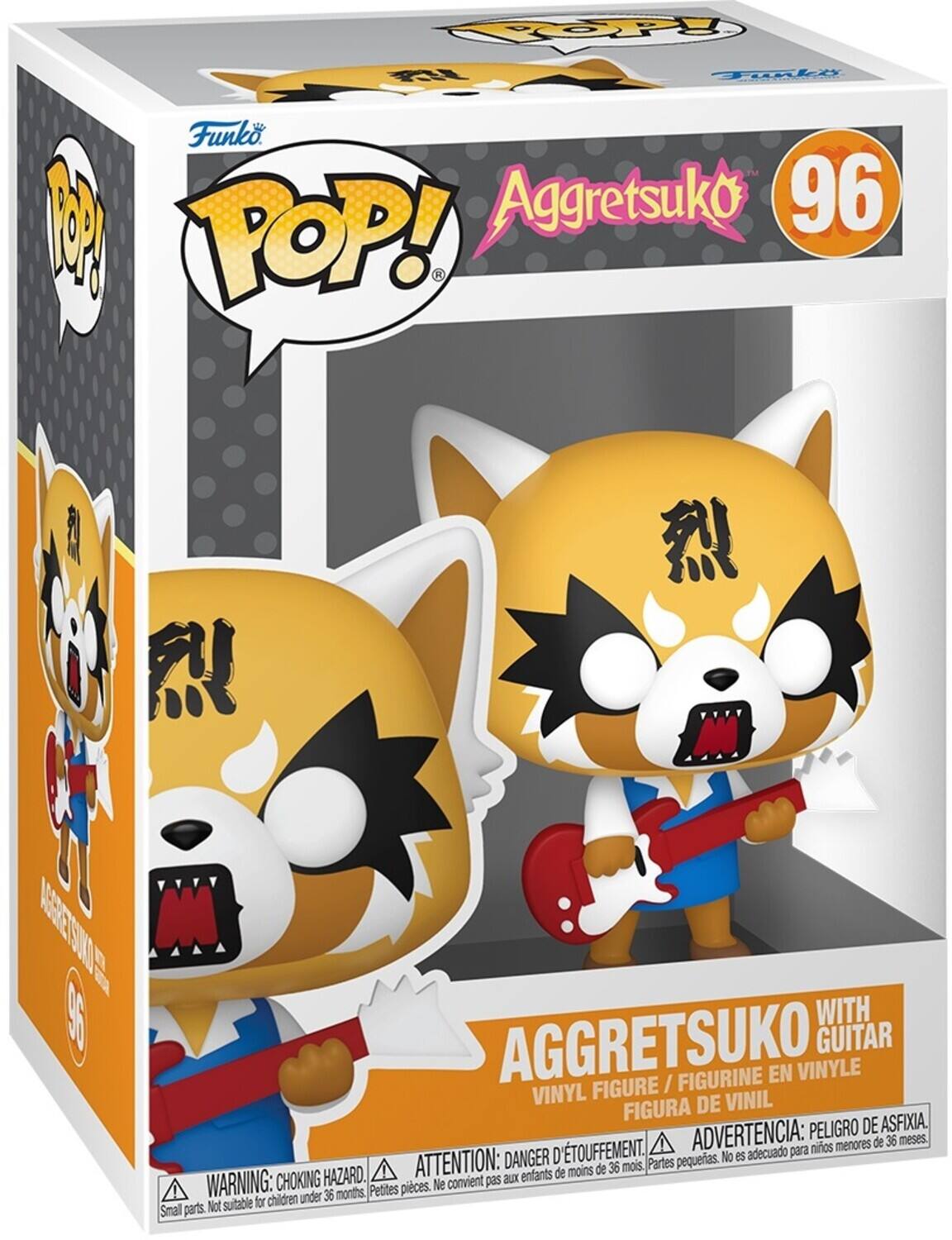 POP! Funko. TM P Aggretsuko 96 POP! : 90 I WITH AGGRETSUKO GUITAR FIGURINE EN VINYLE VINYL FIGURE / FIGURA DE VINIL PELIGRO DE ASFIXIA. TOUFFEMENT. ADVERTENCIA: para nios menores de 36 meses. DANGER D pequeas. No es adecuado HAZARD. ATTENTION: aux enfants de moins de 36 mois. Partes WARNING: CHOKING Pettes pices. Ne convient pas children under 36 months Not suitable for Smal parts