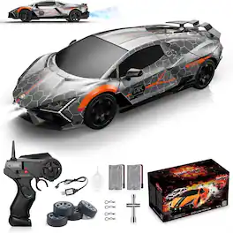 Loheer - 1:16 Scale 4WD RC Drift Car 18KM/H High Speed Remote Control Racing Vehicle with LED Lights and Spray