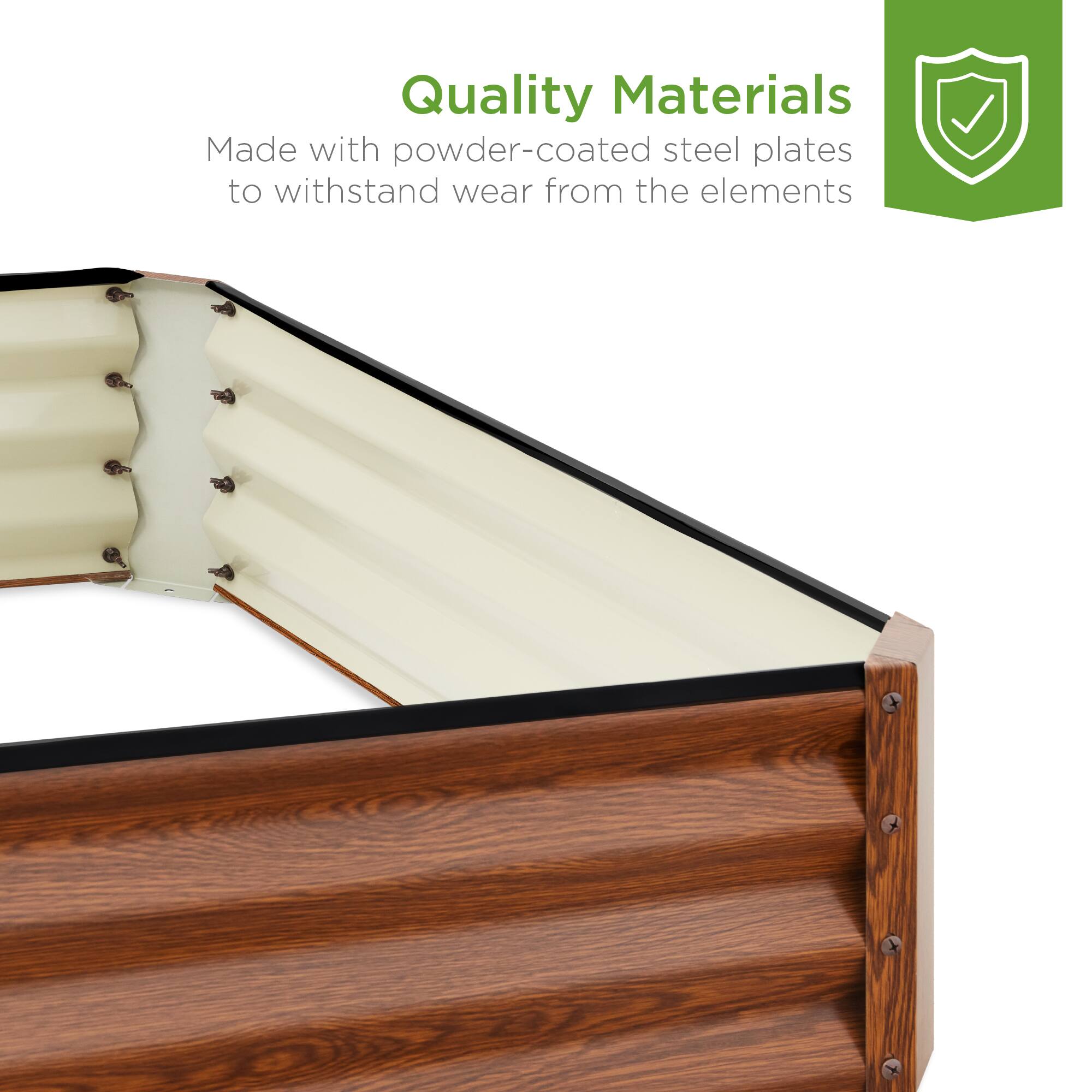 Quality Materials  
Made with powder-coated steel plates to withstand wear from the elements
