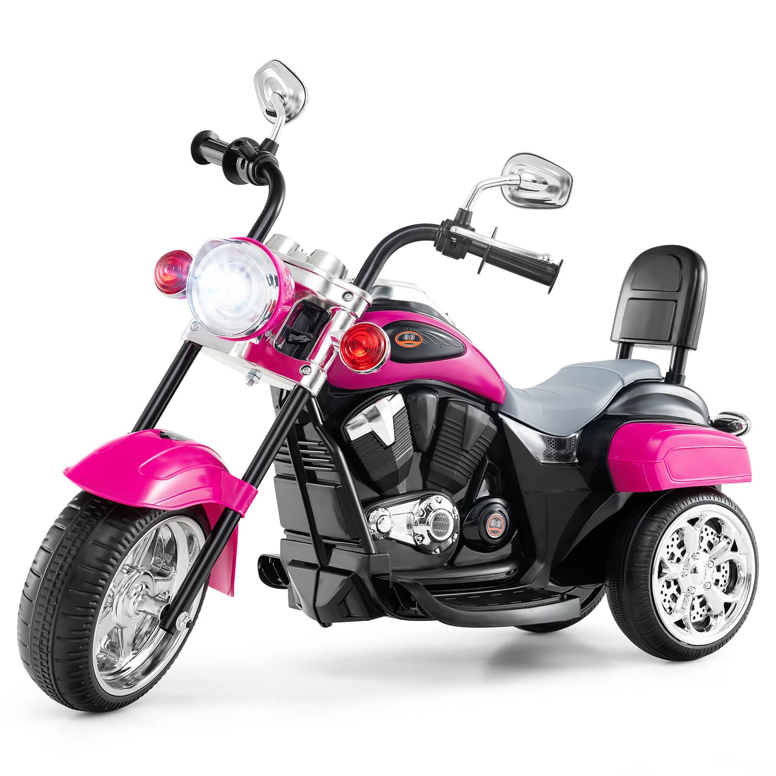 Front. Gymax - Gymax 6V Electric Kids Motorcycle 3-Wheel Ride On Toy w/ Adjustable Headlight Rose - Pink.