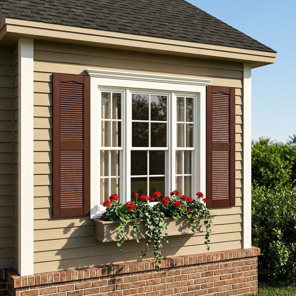 Alt View 7. Kadyn - Decorative Faux Shutters, Sturdy, Hassle-Free Design for Indoor & Outdoor Use, 14"x51", Red - Red.