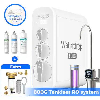 C WATER QUALITY NSF/ANSI 42 & 53 & 58 & 372
CB CF RO TDS OUT 006 CB - CH watendrop d3 CF -- + Waterdrop FOOO RO - CF Waterdrop 800G Extra RO Matenaigp 006 - . Waterdia 800G Tankless RO system
Waterdrop 800G Tankless RO system
