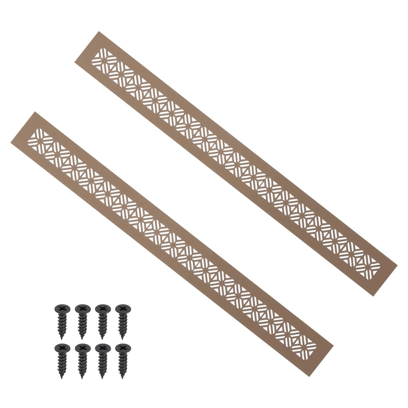 Unique Bargains - 20"x2" Door Air Vent Cover, 2pcs Heavy Duty Aluminum Alloy Grille Louvered with Mounting Screws for Cabinet Wardrobe - Brown