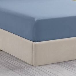 Sweet Home Collection - Solid Flannel Fitted Sheet, Bottom Sheets with Built in Sheet Straps, Full - Denim