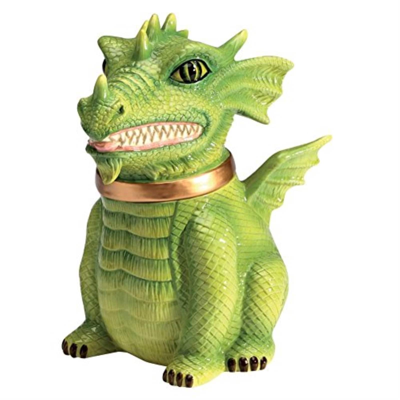 Pacific Trading - Dragon Cookie Jar Ceramic Cute Kitchen Accessory - Green