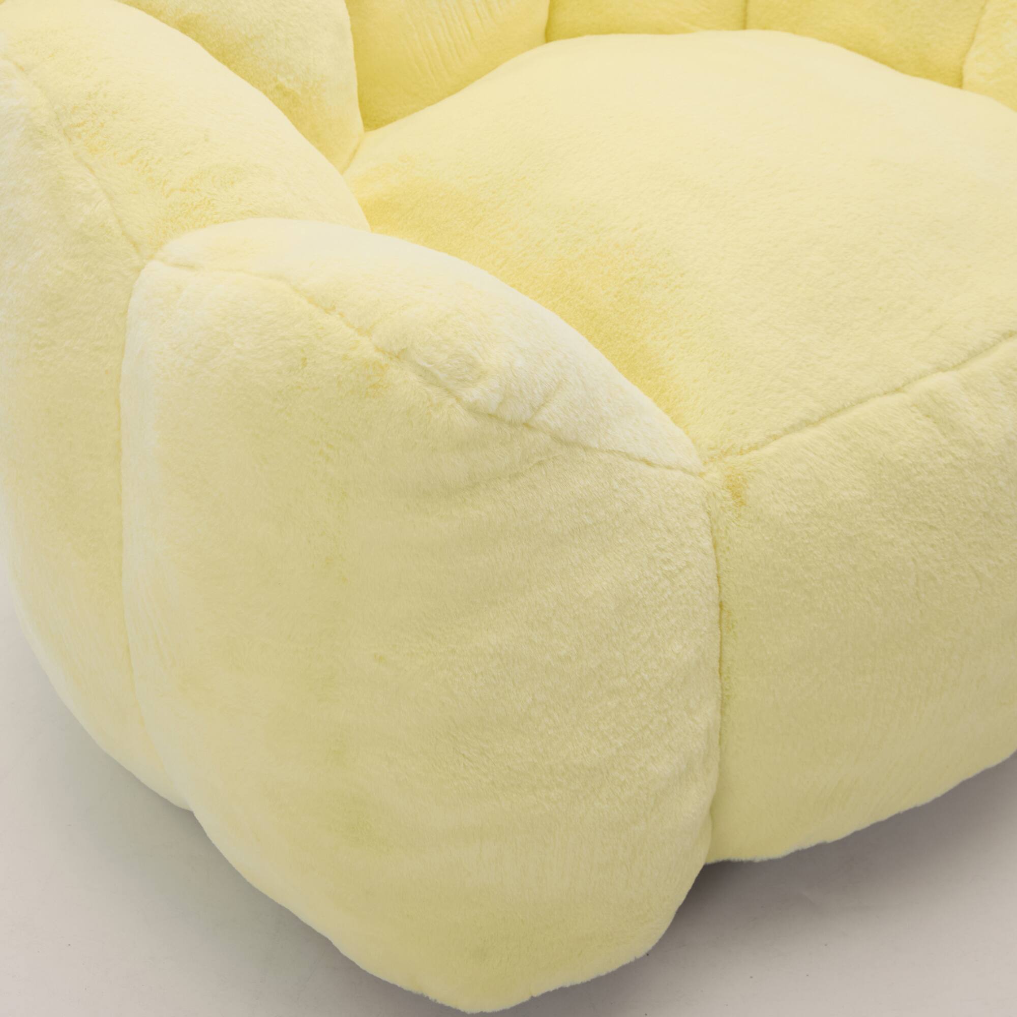 Alt View 4. GOODSILO - Lotus Style Compression Sofa Bean Bag Chair with Pull Ring for Easy Mobility and No Assembly Required - Yellow.