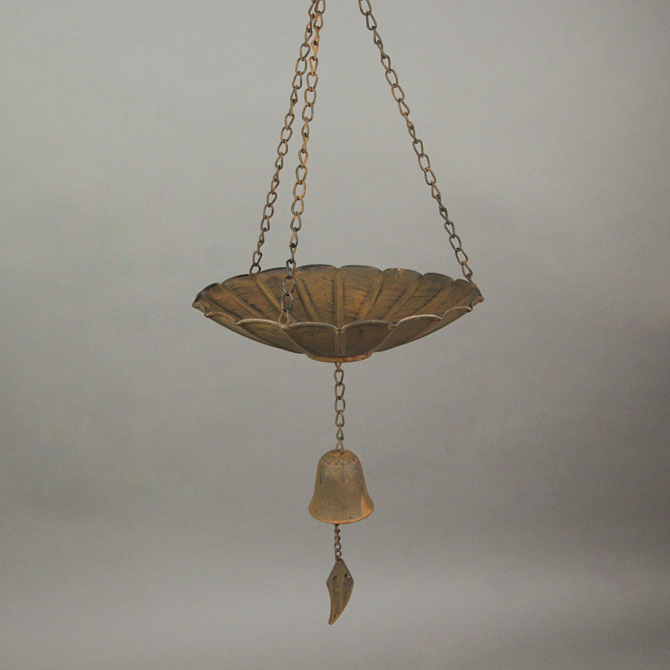 Alt View 1. Things2Die4 - 53 Inch Rust Metal Flower Rain Chain Bell Decorative Downspout Garden Decor - Brown.