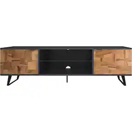 Atelier Mobili - Mid Century Modern Door Glass Shelf TV Stand - Brown