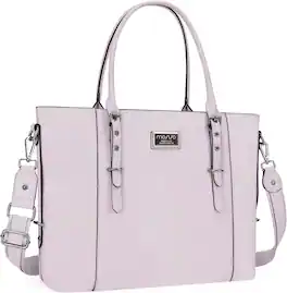 mosiso - Waterproof PU Leather Laptop Bag for Women 17.3 Inch, Vintage Briefcase Shoulder Tote Computer Bag for Work & Office - Dusty Lilac