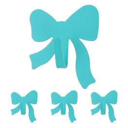 Unique Bargains - 4pcs Bow Decorative Metal Self-Adhesive Wall Hooks Heavy Duty for Bathroom Kitchen Home Office Hanging Keys Coats - Blue