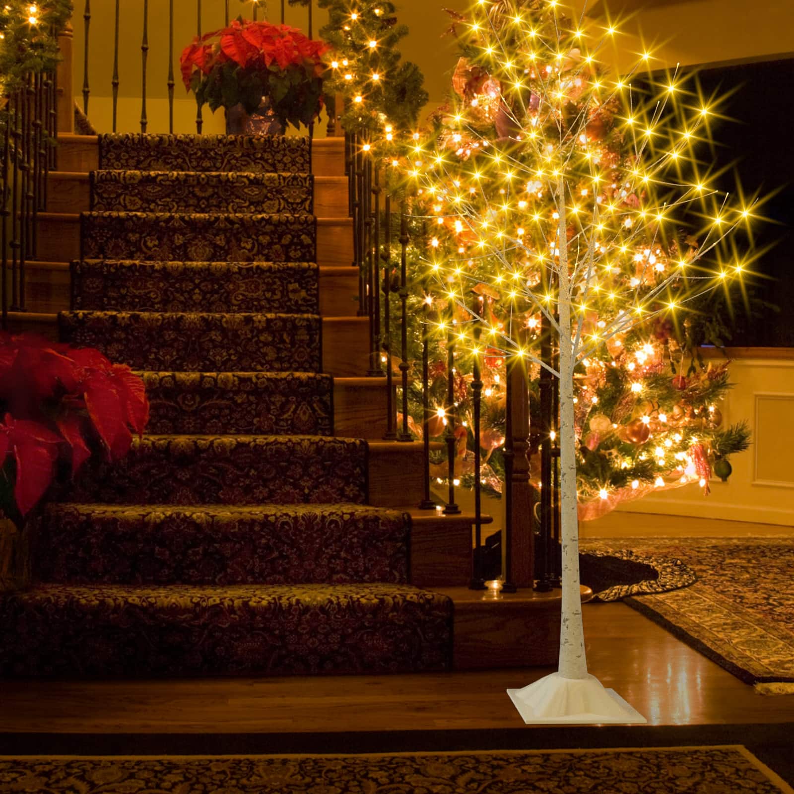 Oumilen - 8FT Lighted Birch Tree with Warm White LED Lightsfor Indoor Outdoor Christmas, Wedding, Party and Home Decor