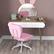 Alt View 1. Vinsetto - Armless Office Chair, Small PU Leather Computer Desk Chair, Swivel Vanity Task Chair with Adjustable Height - Pink.