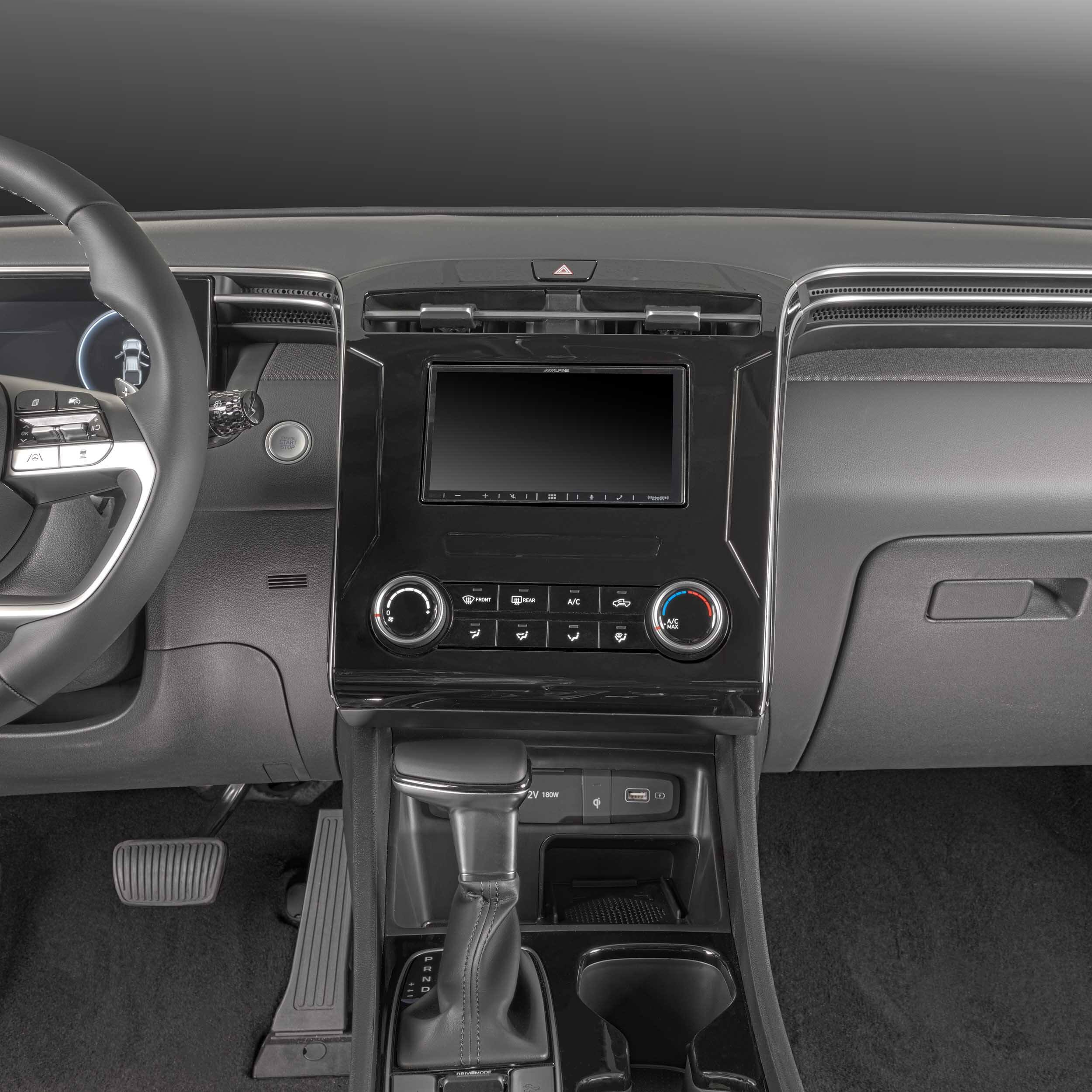 Alt View 16. Metra - Stereo Installation Kit for 2022–2024 Hyundai Santa Cruz Vehicles (Without Factory Navigation, Manual Climate Controls) - Glass Black/Silver Trim.