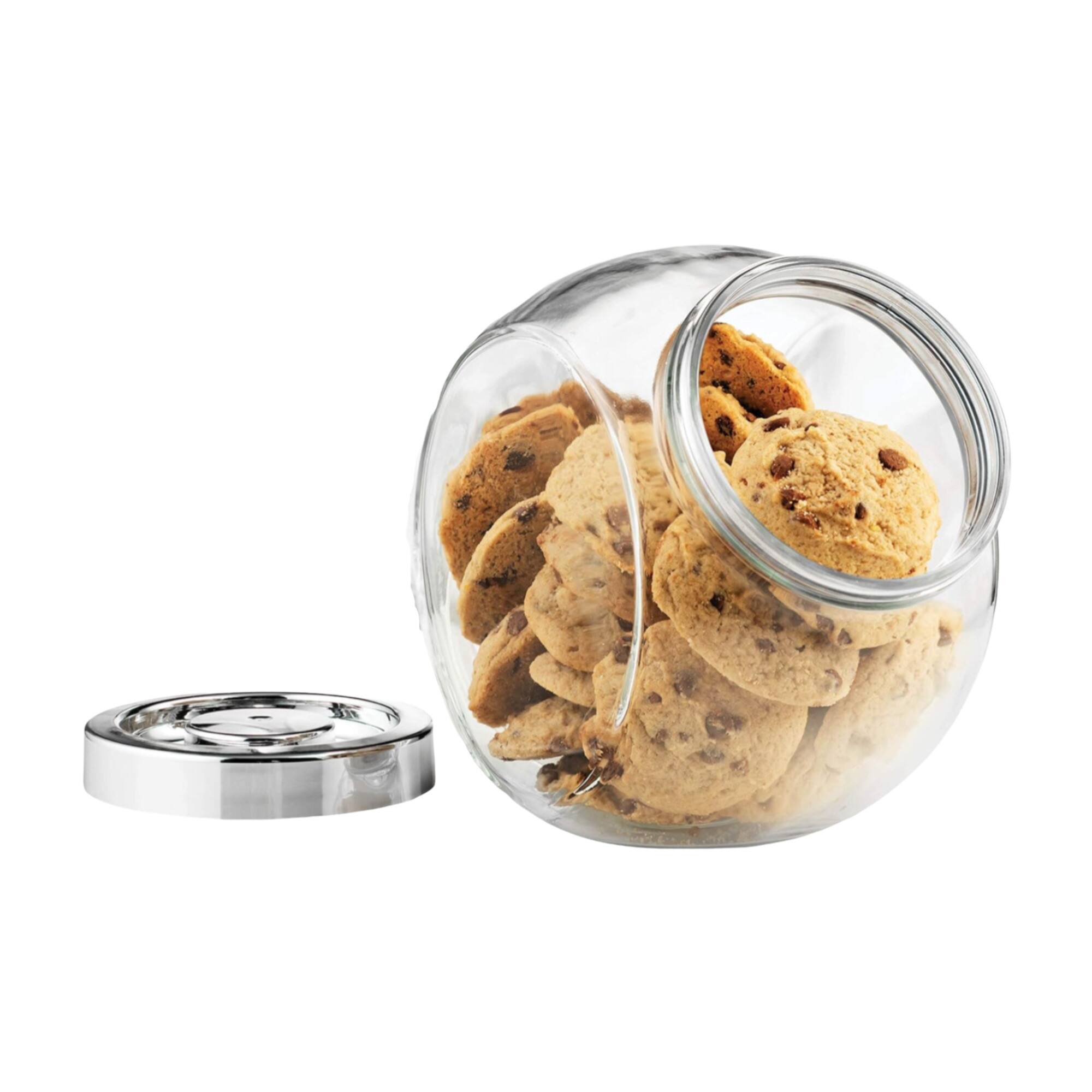 Front. Bormioli Rocco - Bormioli Rocco Glass Storage Jar with Airtight Metal Lid, 75.5 oz - Clear.