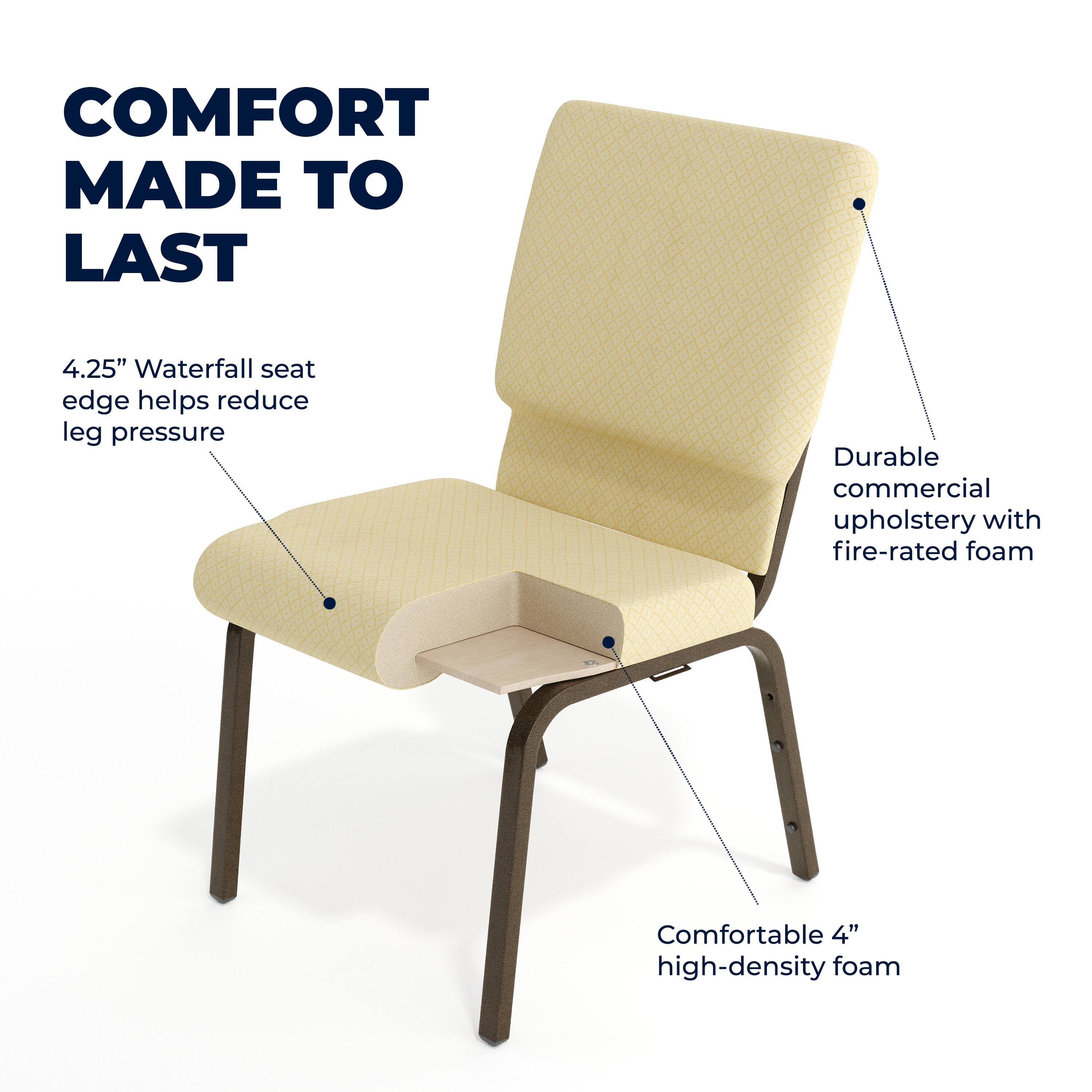 COMFORT MADE TO LAST

4.25" Waterfall seat edge helps reduce leg pressure

Durable commercial upholstery with fire-rated foam

Comfortable 4" high-density foam