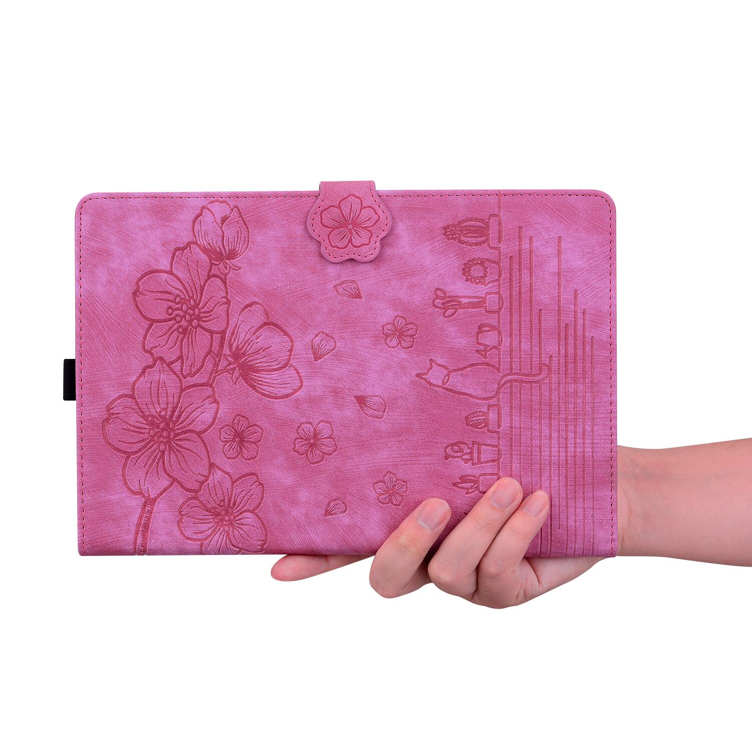 Alt View 2. Dteck - For Amazon Kindle Paperwhite (2024) and Kindle Colorsoft Embossed Flower Pattern Folio Case Card Slots Kickstand Cover - Rose.