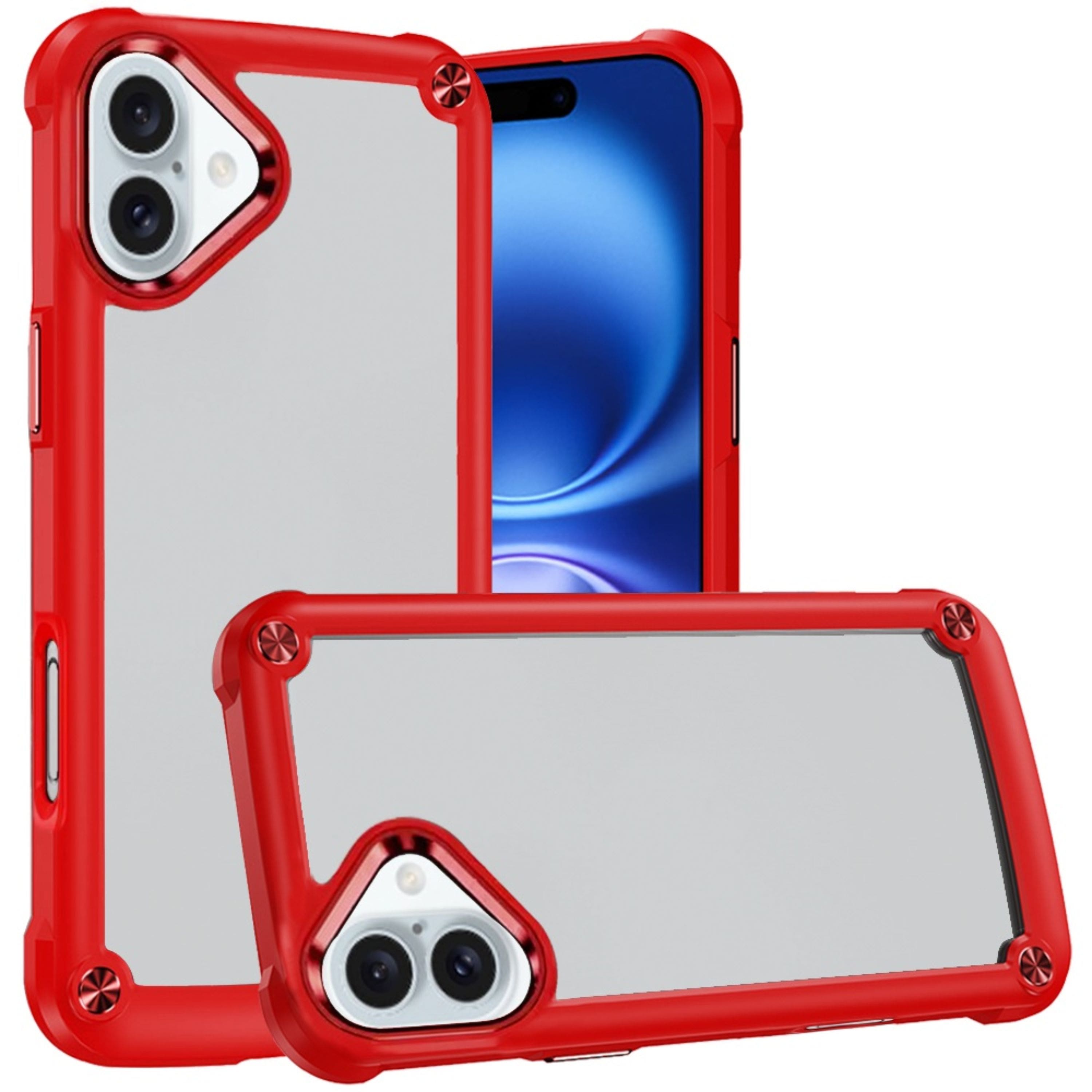 Kitcheniva - Hybrid Metal Button Raised Camera Case With Tempered Glass For iPhone 16 - Red price history on PriceWatchPro